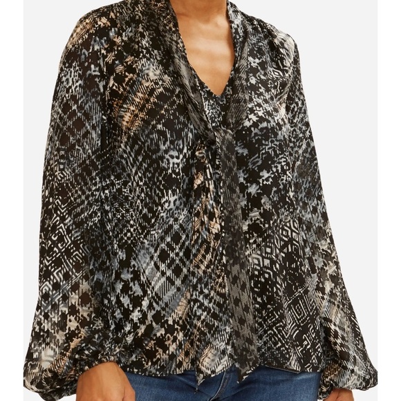 Ramy Brook Printed Bow Neck Blouse - Picture 2 of 8